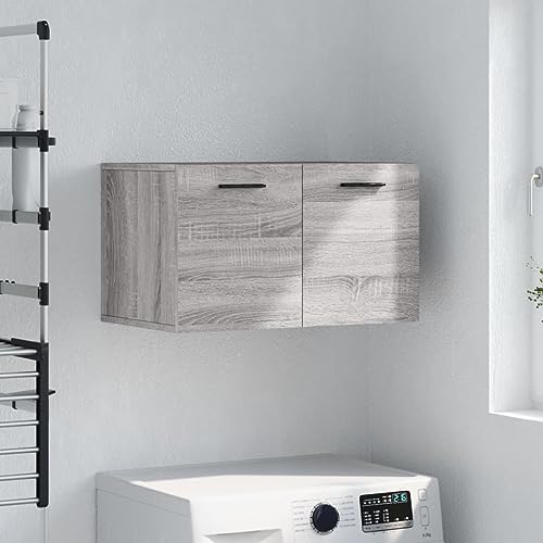 THOYTOUI Wandschrank, Hängeschrank Badezimmerschrank Spind Apothekerschrank Geeignet für Küche Badezimmer Büro Schlafzimmer Grau Sonoma 60x36.5x35 cm Holzwerkstoff von THOYTOUI