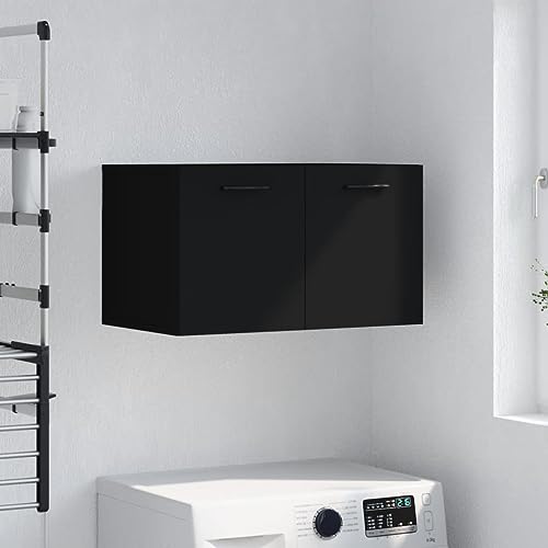 THOYTOUI Wandschrank, Spind Badezimmerschrank Kleiderschrank Hängeschrank Geeignet für Büro Küche Badezimmer Schlafzimmer Schwarz 60x36.5x35 cm Holzwerkstoff von THOYTOUI