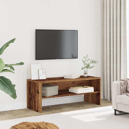 TV Regal Altholz Optik 100x40x40 cm Holzwerkstoff, TV Schrank TV Sideboard Wohnzimmerschrank Lowboard Mit Stauraumfunktion Geeignet für Wohnzimmer Wohnheim Hotel Wohnung TV Regal Altholz Optik 100x40x40 cm Holzwerkstoff, TV Schrank TV Sideboard Wohnzimmerschrank Lowboard Mit Stauraumfunktion Geeignet für Wohnzimmer Wohnheim Hotel Wohnung von THOYTOUI