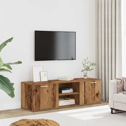 TV Schrank Altholz Optik 120x34x37 cm Holzwerkstoff, Sideboard TV Board Lowboard Fernsehtisch Geeignet für Wohnung Schlafzimmer Wohnheim Wohnzimmer von THOYTOUI