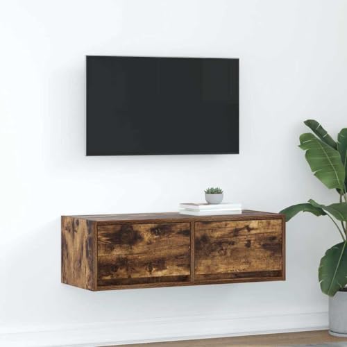 TV Schrank Räuchereiche 80x31x25,5 cm Holzwerkstoff, Fernsehtisch Wohnzimmer möbel Lowboard TV Board Geeignet für Wohnung Wohnheim Schlafzimmer Hotel von THOYTOUI