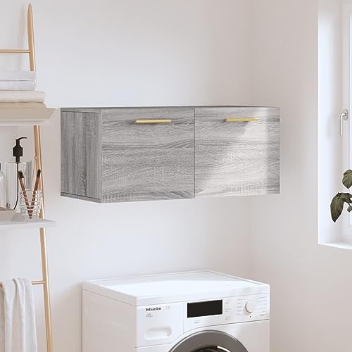 Wandschrank, Hängeschrank Aktenschränke Flurschränke Badezimmerschrank Geeignet für Schlafzimmer Küche Badezimmer Wohnbereich Grau Sonoma 80x36.5x35 cm Holzwerkstoff von THOYTOUI