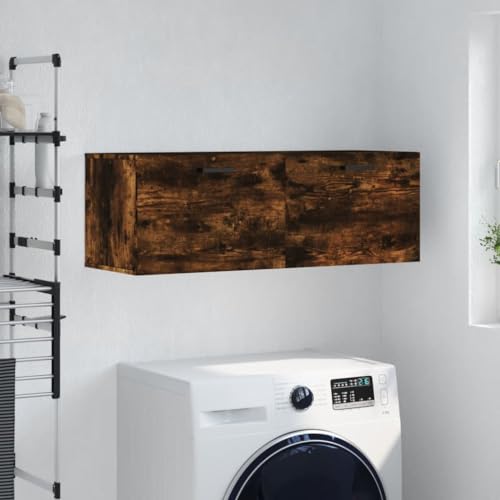 Wandschrank, Kleiderschrank Aktenschränke TV Schrank Spind Geeignet für Büro Wohnbereich Badezimmer Küche Räuchereiche 100x36.5x35 cm Holzwerkstoff von THOYTOUI