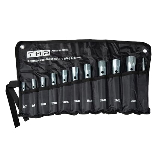 THR Industrieprodukte Rohrsteckschlüsselsatz 10-tlg. 6-27mm in Rolltasche von THR Industrieprodukte