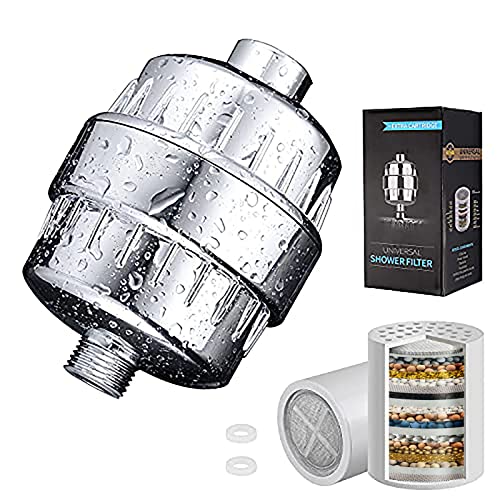 20 Stufen Duschkopf Wasserfilter Duschfilter Kalk mit Vitamin C Shower filter for hard water, Hochleistungs Universal kalkfilter dusche zur Entfernung von Chlorfluorid,Schwermetallen, Dogfish von THREE COLOUR DOGFISH