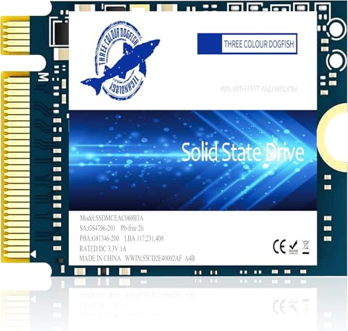 Dogfish M.2 2230 SSD 512 GB NVMe PCIe 4.0 3D TLC NAND Gaming Internes Solid State Drive kompatibel mit Steam Deck PS5 Surface Pro Laptop Desktop (512 GB) von THREE COLOUR DOGFISH
