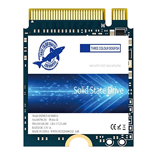 Dogfish SSD 512GB M.2 2230 NVMe PCIe Gen 3.0 x4 Interne Solid State Drive, Gaming SSD, Kompatibel mit Steam Deck Surface Pro Ultrabook Laptop(M.2 2230 PCIe,512GB) von THREE COLOUR DOGFISH