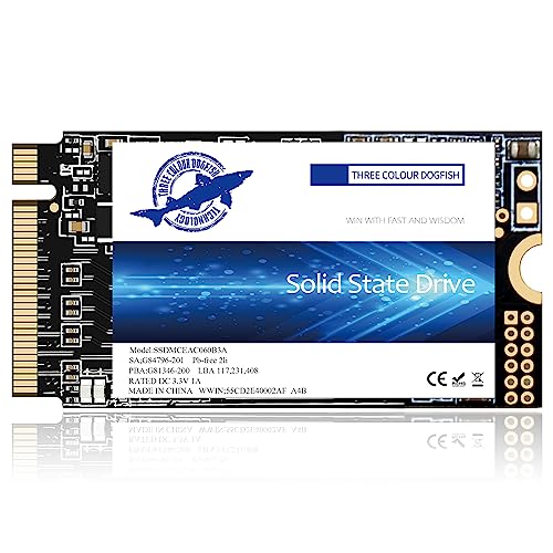 Dogfish M.2 2242 SSD 1TB NVMe PCIe Gen3 x 4 internes Solid State Drive, 3D NAND TLC, Gaming SSD, R/W Geschwindigkeit bis zu 2200 MB/s und 1800 MB/s (M.2 2242 PCIe, 1TB) von THREE COLOUR DOGFISH