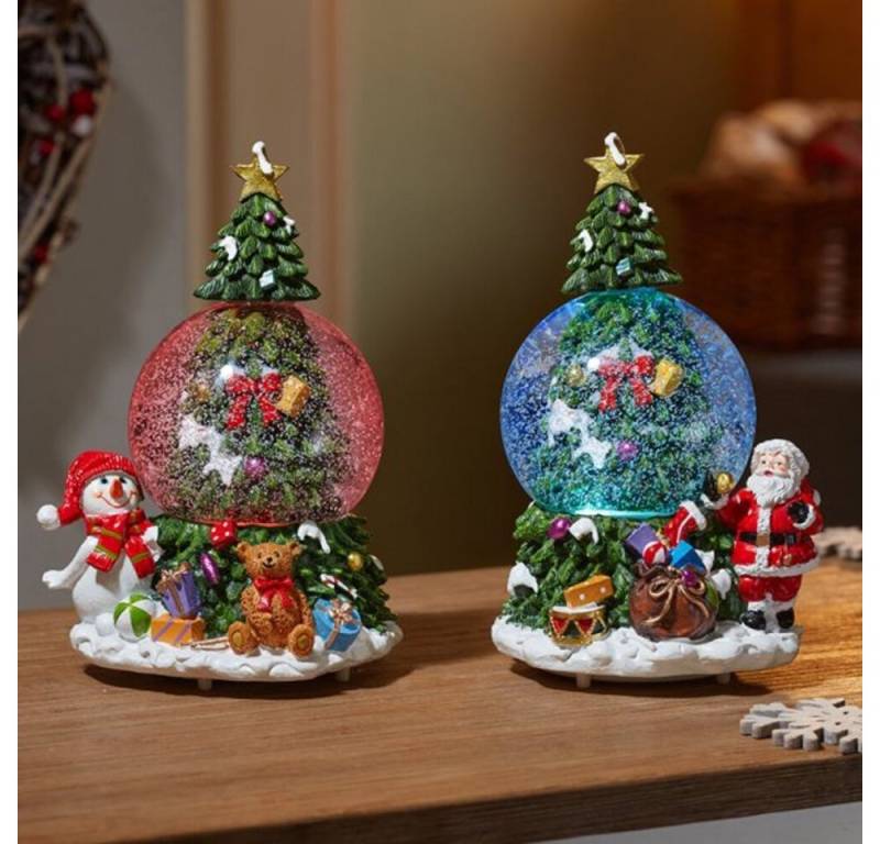 THREE KINGS Schneekugel Musikalisches TreeSpin Schneekugel – 2er-Set Weihnachten (1 St) von THREE KINGS