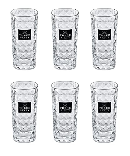 Three Sixty Vodka Longdrink Glas Gläserset eckig - 6x 0,3L geeicht von Three Sixty-Three Sixty
