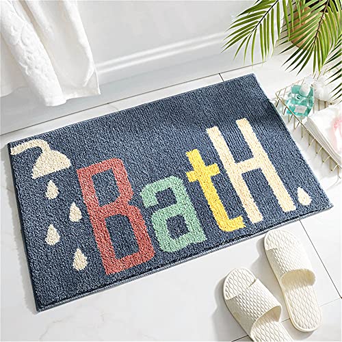 THRILRUG Badematte Kinder Badezimmerteppich blau rutschfest waschbar Badvorleger Maschinenwaschbar Badteppich Weich Wasserabsorbierende-Badematten Flauschige Mikrofaser blau 50x80cm von THRILRUG