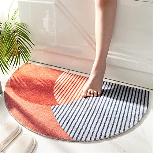 THRILRUG Schmutzfangmatte,fußmatte innen,Halbrunde rutschfeste für Innen,Halbrunder badezimmerteppich Boho Teppich fußmatten Fussmatten Haustür Waschbar Eingangsteppich Saugstarke Türmatte 43x72cm von THRILRUG