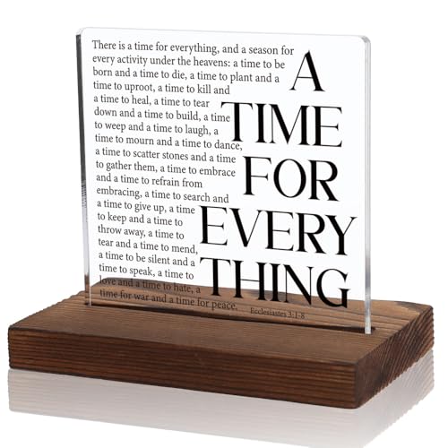 WTT58 "A Time for Everything" Wandschild mit Bibelvers und inspirierender Schrift, 10,2 x 10,2 cm, christliches Acryl-Schreibtischschild mit Aufschrift "Ecclesiastes 3:1-8" von THRXOBN