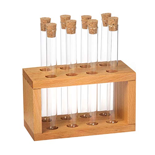 Das Mammut Design Chemie Rack Set mit 8 Reagenzgläsern mit Naturkorken, Wooden Herb Organizer, Gewürzbehälter, für Küchenarbeitsplatte von THT