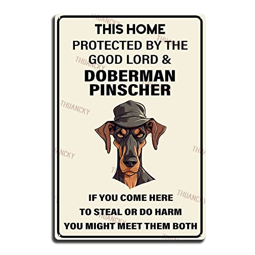 Aluminium-Blechschilder Dobermann Pinscher Hund Home Protected by Good Lord Schilder Warnschild Warnschild Vorsicht Sicherheitsschild Verkehrsstraßenschild Hof Indoor Outdoor Dekor 20,3 x 30,5 cm Aluminium-Blechschilder Dobermann Pinscher Hund Home Protected by Good Lord Schilder Warnschild Warnschild Vorsicht Sicherheitsschild Verkehrsstraßenschild Hof Indoor Outdoor Dekor 20,3 x 30,5 cm von THUANCKY