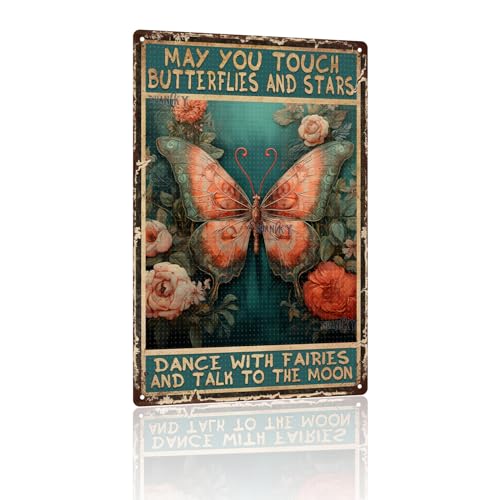 Aluminium Vintage Blechschilder Schmetterling Metallschild Insekt Blechschilder Wand Deko May You Touch Schmetterlinge und Sterne Dance With Fairies And Talk To The Moon Schmetterling 20,3 x 30,5 cm Aluminium Vintage Blechschilder Schmetterling Metallschild Insekt Blechschilder Wand Deko May You Touch Schmetterlinge und Sterne Dance With Fairies And Talk To The Moon Schmetterling 20,3 x 30,5 cm von THUANCKY