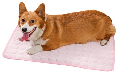 Kühlmatte for Hunde, 2025 Neue Kühlmatte for Hunde, Kühlmatten for Haustiere Waschbar Tragbar Kühlpad for Haustiere for Den Außenbereich for Hunde Und Katzen for Zuhause Und Draußen(Pink,L) von THUCHENYUC