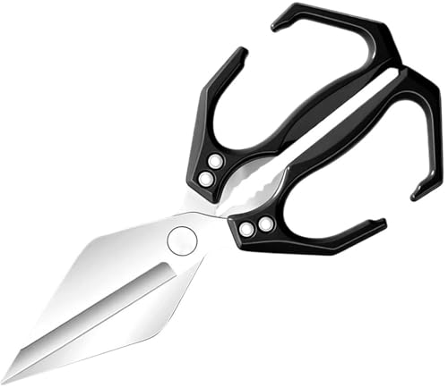 Multifunktionale Hochleistungs-Küchenschere, 2-in-1 Ergonomische Küchenschere, Japanische Schere Aus Kohlenstoffstahl For Schneiden Von Fleisch Gemüse Und Nüssen(Black) von THUCHENYUC