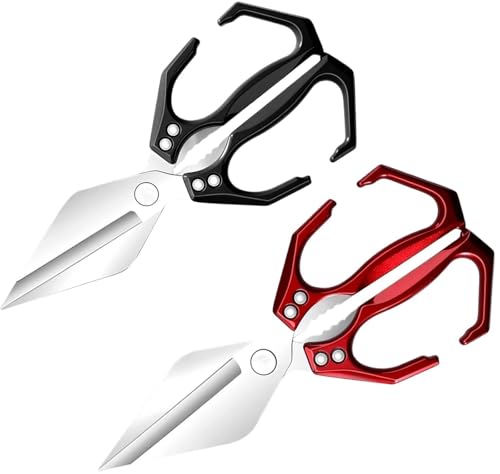 Multifunktionale Hochleistungs-Küchenschere, 2-in-1 Ergonomische Küchenschere, Japanische Schere Aus Kohlenstoffstahl For Schneiden Von Fleisch Gemüse Und Nüssen(Black+Red) von THUCHENYUC