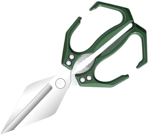 Multifunktionale Hochleistungs-Küchenschere, 2-in-1 Ergonomische Küchenschere, Japanische Schere Aus Kohlenstoffstahl For Schneiden Von Fleisch Gemüse Und Nüssen(Green) von THUCHENYUC