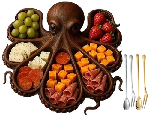 Oktopus-Wurstplatte, Käse-Brotbrett Mit Meeresmotiv, Originelles, Einzigartiges Serviertablett For Käse Fleisch Obst Einzigartiger Oktopus-Obstteller Serviertablett Aus Holz Im Kraken-Design(Style 2,9 Oktopus-Wurstplatte, Käse-Brotbrett Mit Meeresmotiv, Originelles, Einzigartiges Serviertablett For Käse Fleisch Obst Einzigartiger Oktopus-Obstteller Serviertablett Aus Holz Im Kraken-Design(Style 2,9 von THUCHENYUC