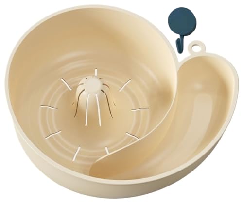THUCHENYUC Abtropfgestell In Schneckenform, Automatischer Abtropfkorb In Schneckenform, Rotierende Obst- Und Gemüsewaschschüssel Mit Sieb Tragbarer Obstreiniger for Die Küchenspüle(Beige) von THUCHENYUC