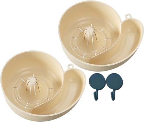 THUCHENYUC Abtropfgestell In Schneckenform, Automatischer Abtropfkorb In Schneckenform, Rotierende Obst- Und Gemüsewaschschüssel Mit Sieb Tragbarer Obstreiniger for Die Küchenspüle(Beige*2) von THUCHENYUC