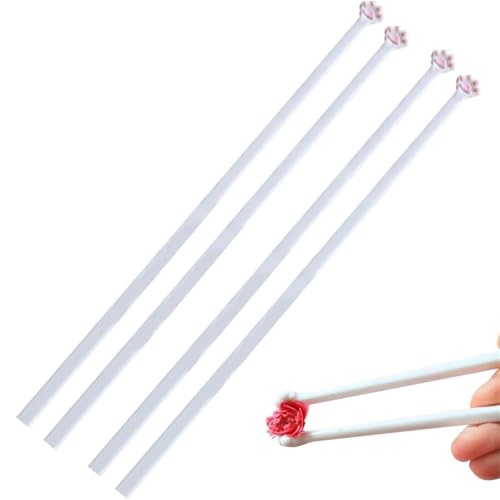 THUCHENYUC Essstäbchen Mit Katzenpfoten, Süße Lustige Rosa Pfotenabdrücke Wiederverwendbar Leicht Rutschfester Griff Lustiges Essstäbchen Mit Katzendesign for Katzenliebhaber(2 Pairs) von THUCHENYUC