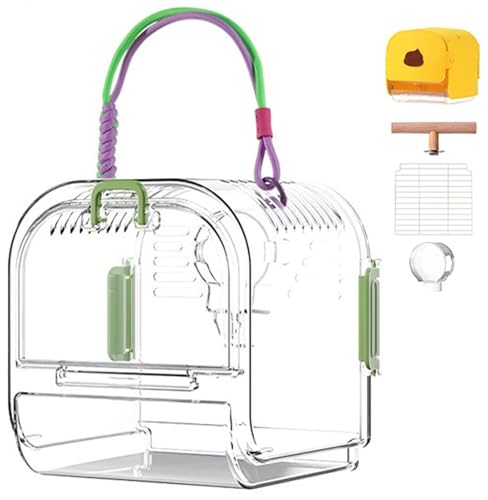 THUCHENYUC Tragbarer Vogelkäfig Aus Kunststoff, Leichter, Wasserdichter, Belüfteter Reise-Vogelkäfig for Outdoor-Abenteuer Und Camping. Einfach Zu Tragender Vogelträger(Green) von THUCHENYUC