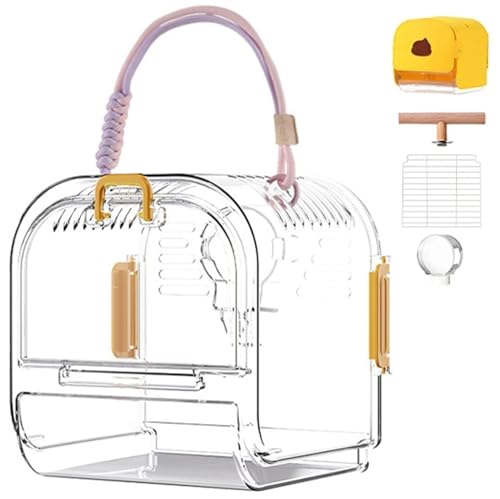 THUCHENYUC Tragbarer Vogelkäfig Aus Kunststoff, Leichter, Wasserdichter, Belüfteter Reise-Vogelkäfig for Outdoor-Abenteuer Und Camping. Einfach Zu Tragender Vogelträger(Yellow) von THUCHENYUC