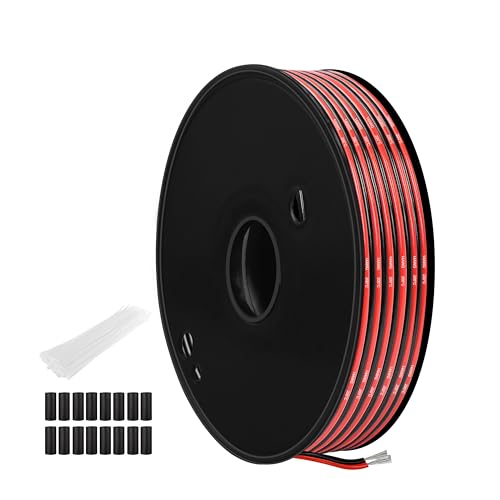 THUN-CT 14 AWG 2,08 mm² Rote-Schwarze Silikon Doppelleitung (Durchmesser: 3,5 mm x 7,0 mm), 15 Meter, Hohe Flexibilität, Geflechtsdrähte für LED-Streifen, 12V/24V DC, Elektro- und DIY-Projekte von THUN-CT