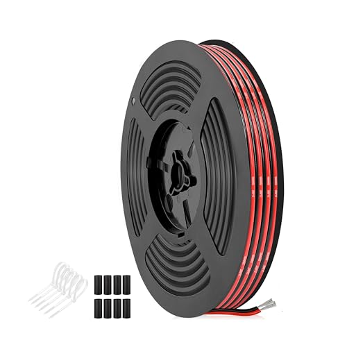 THUN-CT 16 AWG 1,31 mm² Rote-Schwarze Silikon Doppelleitung (Durchmesser: 3,0 mm x 6,0 mm), 5 Meter, Hohe Flexibilität, Geflechtsdrähte für LED-Streifen, 12V/24V DC, Elektro- und DIY-Projekte von THUN-CT