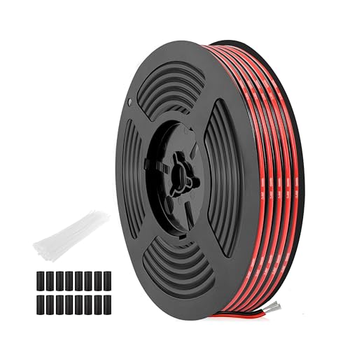THUN-CT 18 AWG 0,82 mm² Rote-Schwarze Silikon Doppelleitung (Durchmesser: 2,3 mm x 4,6 mm), 15 Meter, Hohe Flexibilität, Geflechtsdrähte für LED-Streifen, 12V/24V DC, Elektro- und DIY-Projekte von THUN-CT