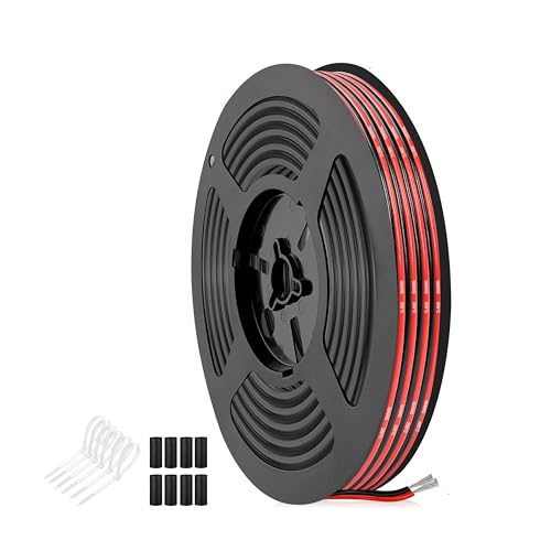 THUN-CT 18 AWG 0,82 mm² Rote-Schwarze Silikon Doppelleitung (Durchmesser: 2,3 mm x 4,6 mm), 5 Meter, Hohe Flexibilität, Geflechtsdrähte für LED-Streifen, 12V/24V DC, Elektro- und DIY-Projekte von THUN-CT