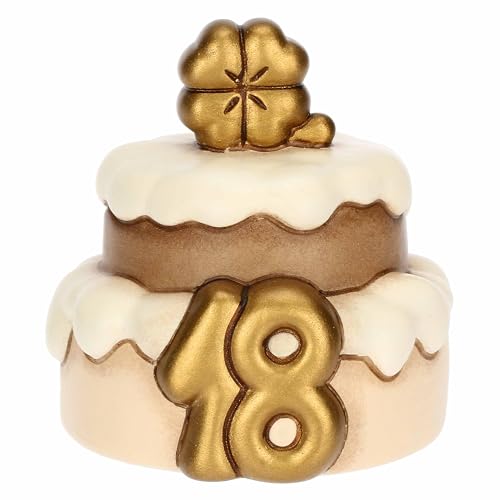 THUN, Gastgeschenk Torte 18 Jahre mit Kleeblatt aus Keramik, handverziert, 6,5 x 6,5 x 6,7 cm THUN, Gastgeschenk Torte 18 Jahre mit Kleeblatt aus Keramik, handverziert, 6,5 x 6,5 x 6,7 cm von THUN