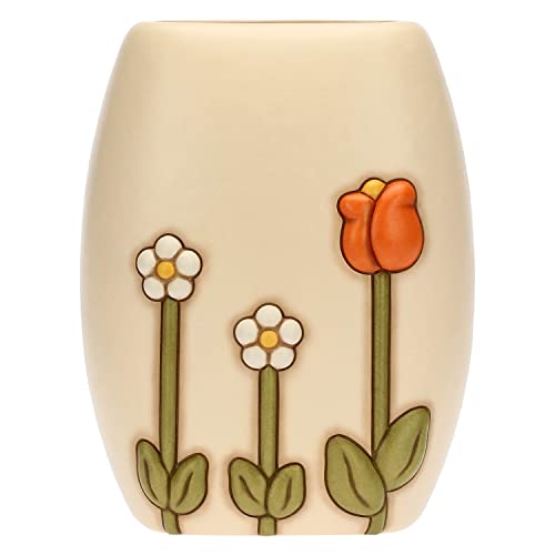 THUN, Vase aus Keramik, handdekoriert mit ikonischer Blumendekoration, große Version, Linie Happy Country, 20 x 14,8 x 26 cm H von THUN