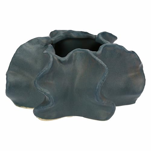 THUN Blauer Übertopf, Steingut, Kollektion Meer zum Lieben, 18 x 18 x 9 cm von THUN