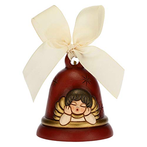 THUN - Christbaumschmuck Glocke mit Engel Limited Edition 2020 - Weihnachtsdekoration Haus - Beige Version - Keramik - 7 x 7 x 8 h cm von THUN