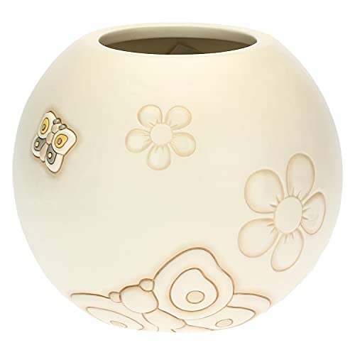 THUN - Dekorative Vase mit Schmetterling und Blumen - Linie Elegance - Living, Dekoration des Hauses - Keramik - Standfuß/Öffnung Oben Ø 10 cm; Ø Vase 20,4 cm; 18 cm h von THUN