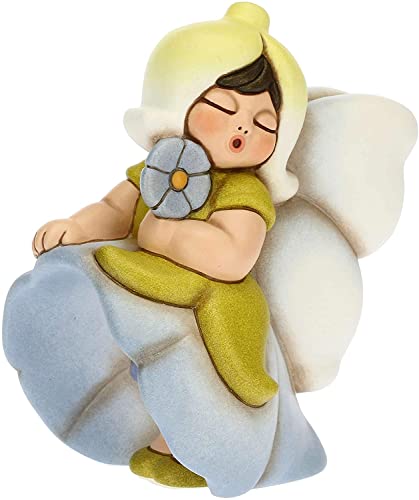 THUN - Fee mit blauer Blume Lipomea - Fee Figur - Wohnaccessoires - Mittelgroßes Format - Keramik - 9,9 x 8,7 x 13 cm von THUN