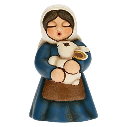 THUN - Figur Krippe Damen mit Kaninchen - Weihnachtsdekoration Haus - Linie Krippe, Variante blau - Keramik - 5 x 5 x 8 cm von THUN