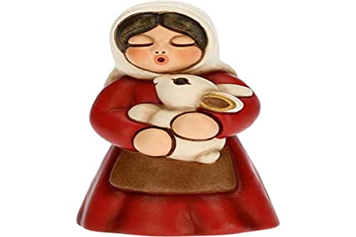 THUN - Figur Krippe Damen mit Kaninchen - Weihnachtsdekoration Haus - Linie Krippe, rote Variante - Keramik - 5 x 5 x 8 cm von THUN