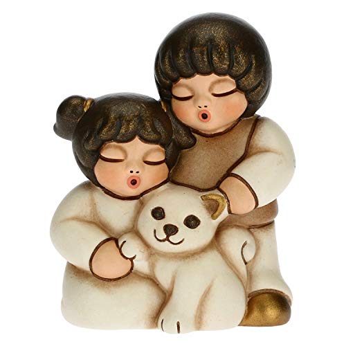 THUN - Figur Krippe Paar Kinder mit Katze - Weihnachtsdekoration Haus - Linie Krippe, weiße Variante - Keramik - 5,5 x 4 x 6,5 cm von THUN