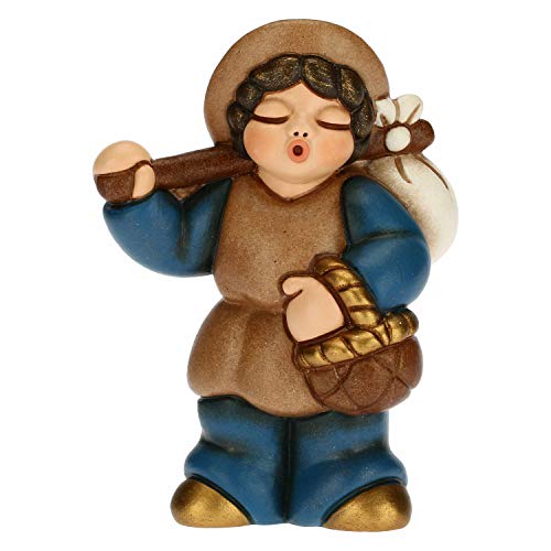 THUN - Figur Krippe für Herren mit Fagott - Weihnachtsdekoration Haus - Linie Krippe, Blaue Variante - Keramik - 6 x 3,8 x 8 cm von THUN