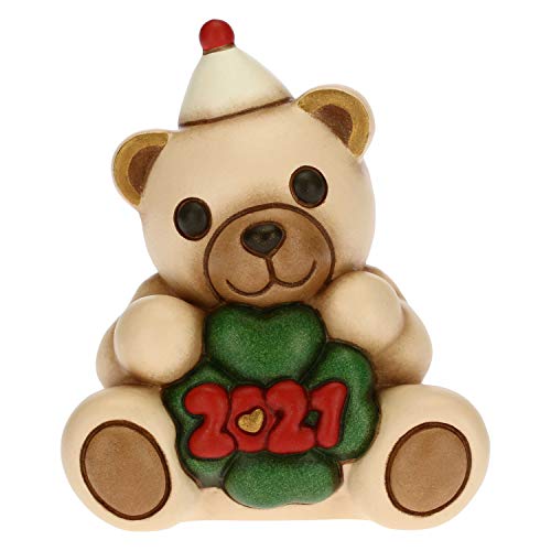 THUN - Frohes neues Jahr Bär Ornament 2021 - Wohnaccessoires zum Sammeln - Kleine Größe - Gold Variante - Keramik - 7,5 x 5,8 x 8,5 h cm von THUN