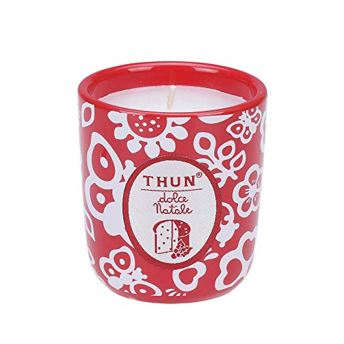 THUN - Kerze in rotem Glas süß Weihnachten - Keramik, Wachs - Klein - Höhe 8,5 cm von THUN