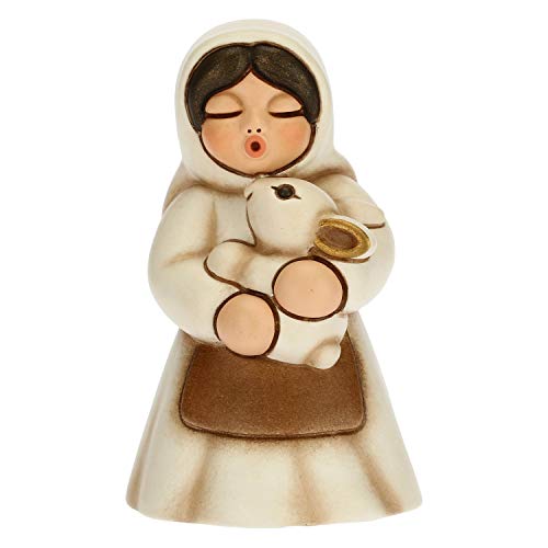THUN - Figur Krippe Damen mit Kaninchen - Weihnachtsdekoration Haus - Linie Krippe, weiße Variante - Keramik - 5 x 5 x 8 h cm von THUN