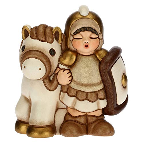 THUN - Figur Soldat Krippe mit Pferd - Weihnachtsdekoration Haus - Klassische Krippe, weiße Variante - Keramik - 7,5 x 5,5 x 8,5 cm von THUN