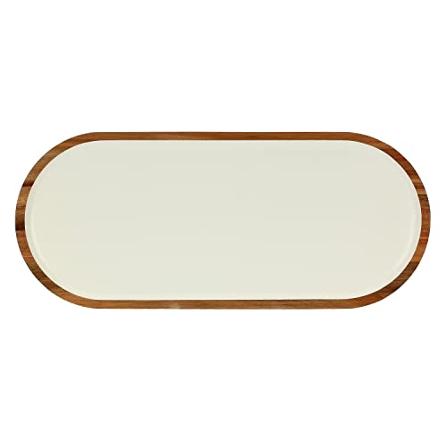 THUN La Porzellan, oval, 35,6 x 15,2 x 1,9 cm, Libeccio, Holz, Weiß von THUN