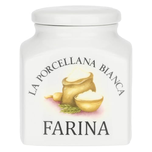 LA PORCELLANA BIANCA - Vorratsdose Mehl 1,1 L Zylindrisch Landhausstil Mehlbehälter 20 cm x 11 cm x 1 cm von LA PORCELLANA BIANCA